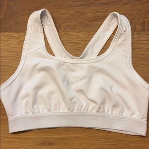 Kids White Nike Swoosh Sports Bra